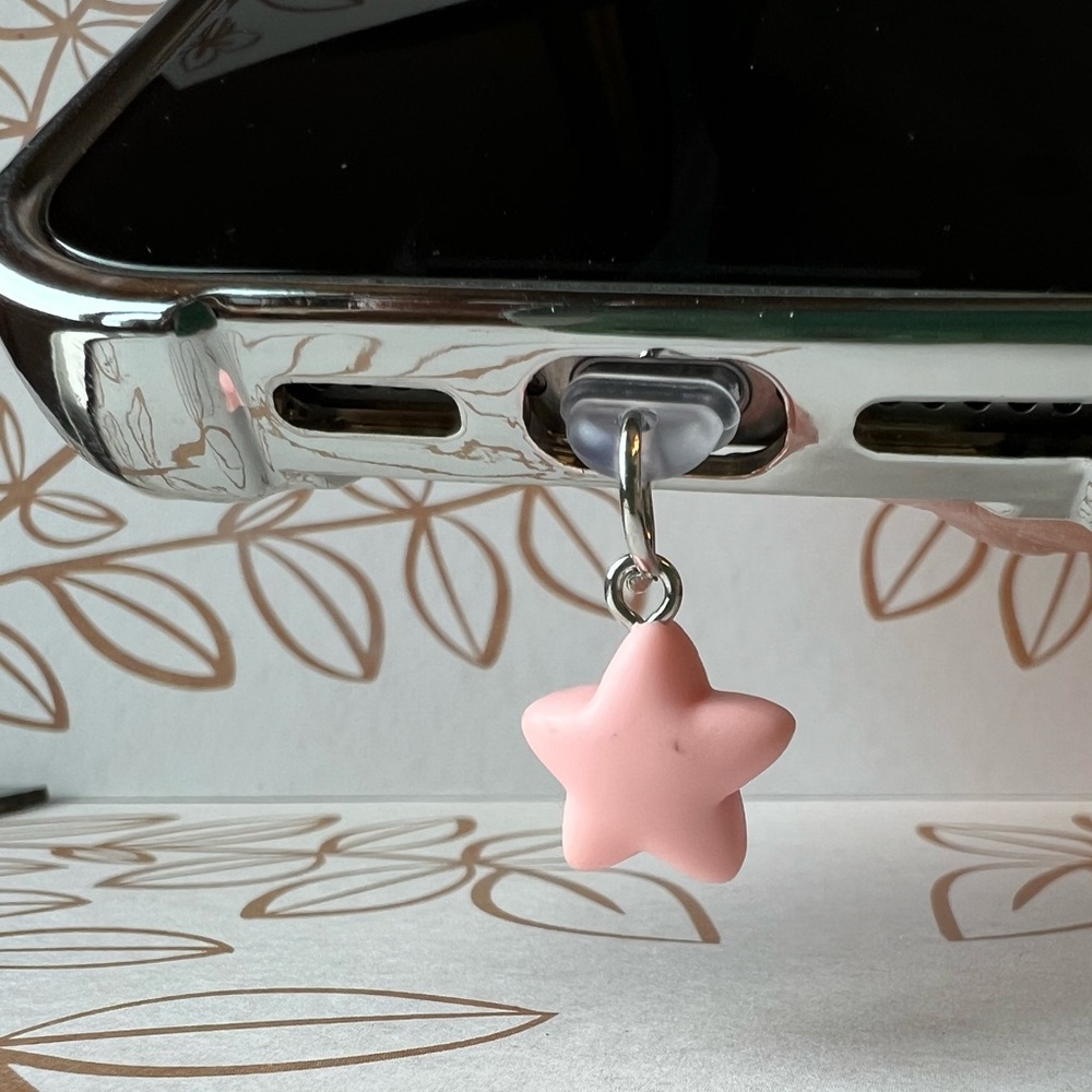 Pink Star Phone Dust Plug / Phone Charm - C Port